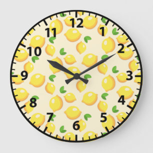 Zitronen Sommer Frucht Gelbe Wanduhr
