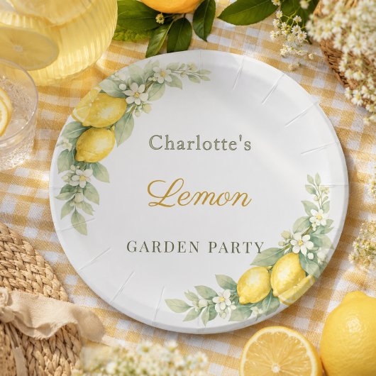 Zitronen-Sommer-Gartenparty Pappteller