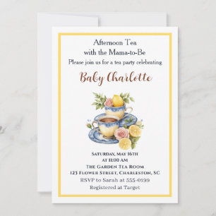 Zitronen-Teetasse-Baby-Shower-Nachmittags-Teeparty Einladung