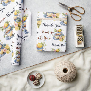 Zitronen-Teetasse-Dankeschön-Blumen-Party-Geschenk Geschenkpapier