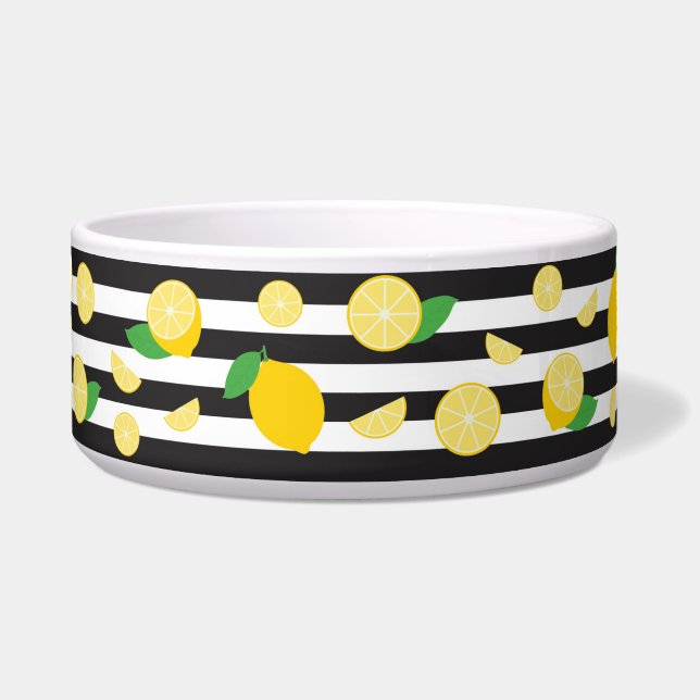 Zitronen-themenorientierter Streifen Napf (Vorderseite)