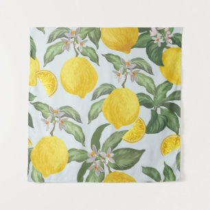 Zitronen-Tropenfrucht-Vintage-Muster Wandteppich