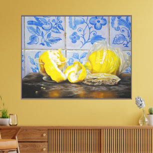 Zitronen und Azulejos – Klassisches Blau und Gelb Leinwanddruck