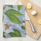 Zitronen und Bienen Geschirrtuch (Viertel Falte)
