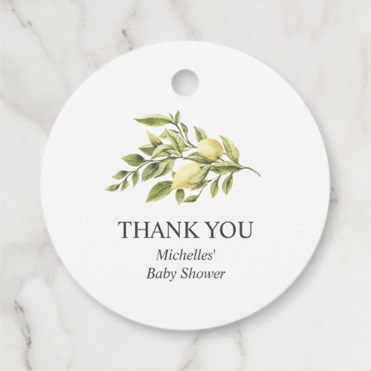 Zitronen und Blätter Boho schicke personalisierte  Geschenkanhänger (Rückseite)