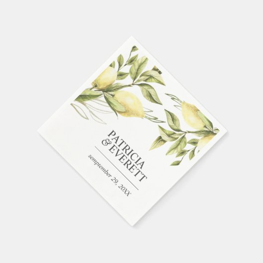 Zitronen und Blätter Boho schicke personalisierte Serviette (Ecke)