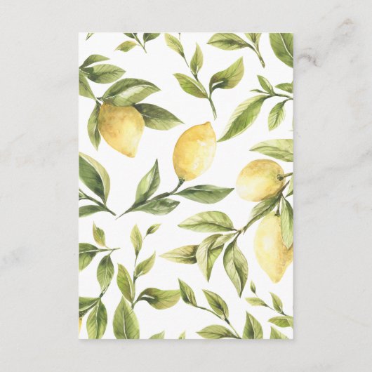 Zitronen und Blätter | Chic rustic WEDDING Directi Begleitkarte (Rückseite)