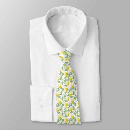 Zitronen und Blätter Design Necktie Krawatte (Gebunden)