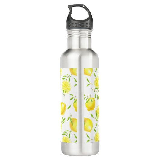Zitronen und Blätter Edelstahlflasche (Rückseite)