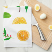 Zitronen und Blätter Einfaches Küchentuch (Viertel Falte)
