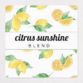 Zitronen und Blätter Essenzielle Ölwalzen Flaschen Etiketten (Design 1)