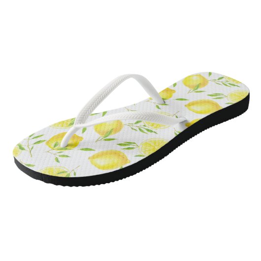 Zitronen und Blätter flippen Flops Badesandalen (Schrägansicht)