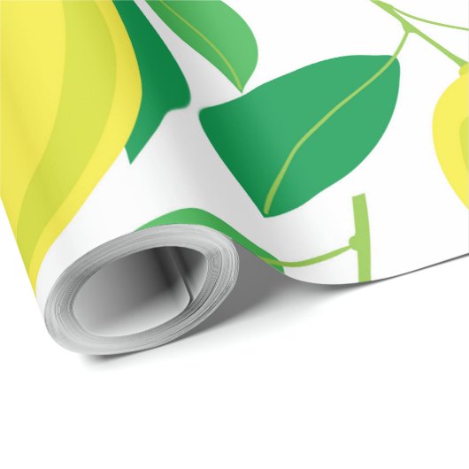 Zitronen und Blätter Geschenkpapier (Rolleneckpunkt)