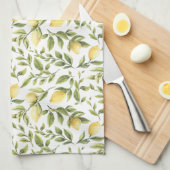 Zitronen und Blätter | Geschirrtuch (Viertel Falte)
