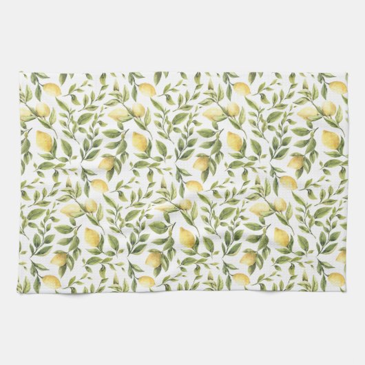 Zitronen und Blätter | Geschirrtuch (Horizontal)