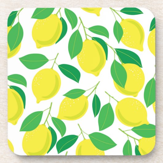Zitronen und Blätter Getränkeuntersetzer (Vorderseite)
