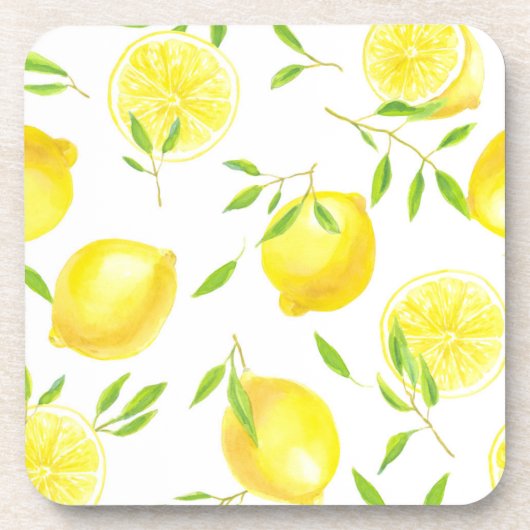 Zitronen und Blätter Getränkeuntersetzer (Vorderseite)