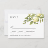 Zitronen und Blätter Gray Chic WEDDING Classic UAW RSVP Karte (Vorderseite)