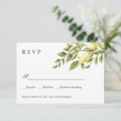 Zitronen und Blätter Gray Chic WEDDING Classic UAW RSVP Karte (Stehend Vorderseite)
