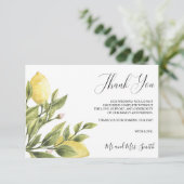 Zitronen und Blätter Hochzeit Foto Tank Sie Dankeskarte (Stehend Vorderseite)