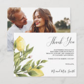 Zitronen und Blätter Hochzeit Foto Tank Sie Dankeskarte (Vorne/Hinten)