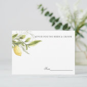Zitronen und Blätter Hochzeitsratgeber oder Rezept Einladung (Stehend Vorderseite)