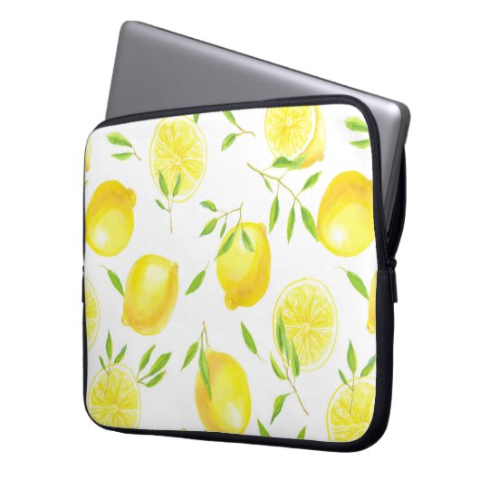 Zitronen und Blätter Laptopschutzhülle (Vorderseite Links)