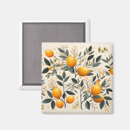 Zitronen und Blätter Muster Frische Sommerzitrus Magnet (Vorderseite/Rückseite)