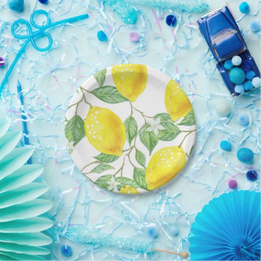 Zitronen und Blätter Party Time Citrus Papierplatt Pappteller (Party)