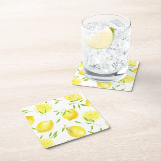 Zitronen und Blätter Rechteckiger Pappuntersetzer (Vor Ort)
