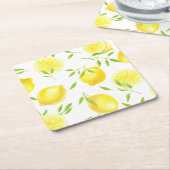 Zitronen und Blätter Rechteckiger Pappuntersetzer (angewinkelt)