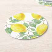 Zitronen und Blätter Runder Pappuntersetzer (Angewinkelt)