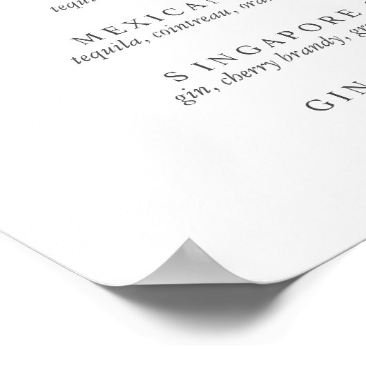 Zitronen und Blätter Signature Cocktail Menü V2 Ze Poster (Ecke)