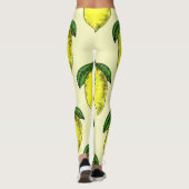 Zitronen und Blätter: Sommermuster. Leggings (Rückseite)