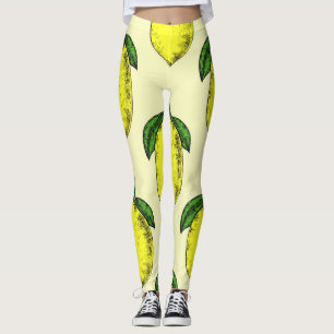 Zitronen und Blätter: Sommermuster. Leggings