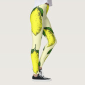 Zitronen und Blätter: Sommermuster. Leggings (Rechts)