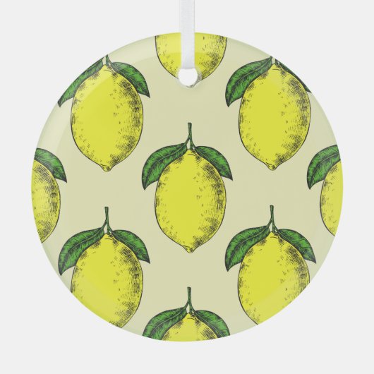 Zitronen und Blätter: Sommermuster. Ornament Aus Glas (Vorderseite)