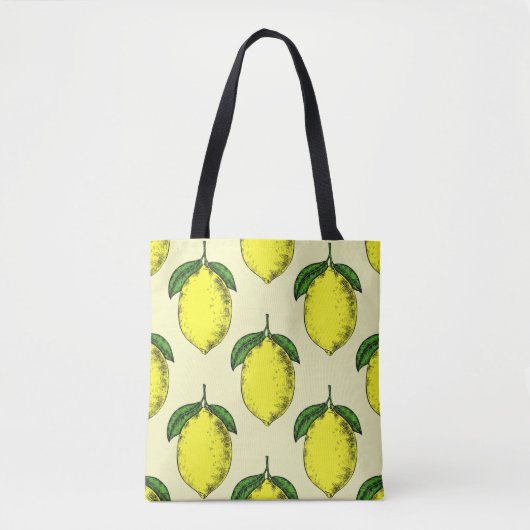 Zitronen und Blätter: Sommermuster. Tasche (Vorderseite)