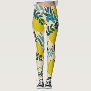 Zitronen und Blätter, Vintager Hintergrund. Leggings