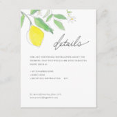 Zitronen und Blätter Wasserfarbendetails Hochzeit Begleitkarte (Vorderseite)