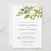 Zitronen und Blätter Wasserfarbenfrohe Hochzeit Einladung (Vorderseite)