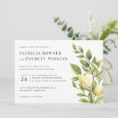 Zitronen und Blattwasserfarbe botanische Hochzeit Einladung (Stehend Vorderseite)