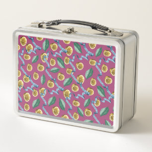 Zitronen und blaue Bänder Metall Lunch Box