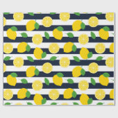 Zitronen und blaue Streifen der Marine Geschenkpapier (Flach)