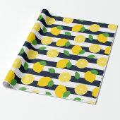 Zitronen und blaue Streifen der Marine Geschenkpapier (Ungerollt)