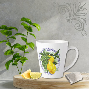 Zitronen- und Blaue Toile-Filigran-Ländliche Franz Milchtasse