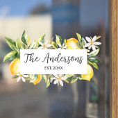 Zitronen und Blume Botanische Blumenrahmen Fensteraufkleber