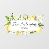 Zitronen und Blume Botanische Blumenrahmen Fensteraufkleber (Blatt)