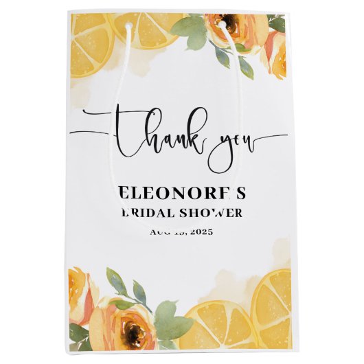 Zitronen und Blume Brautparty Mittlere Geschenktüte (Vorderseite)