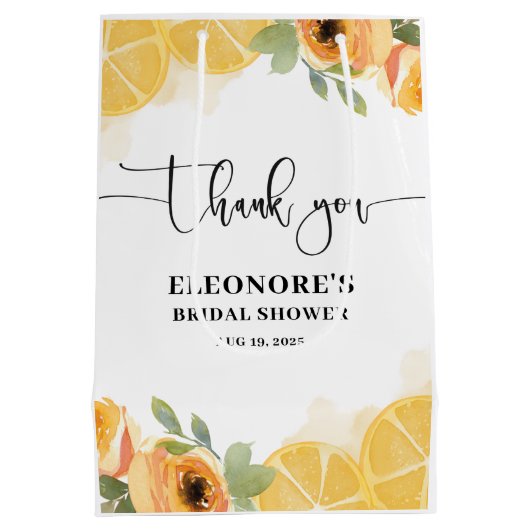 Zitronen und Blume Brautparty Mittlere Geschenktüte (Rückseite)